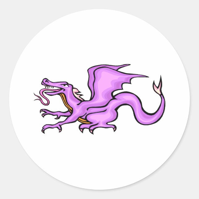Lila Drache Runder Aufkleber (Vorderseite)