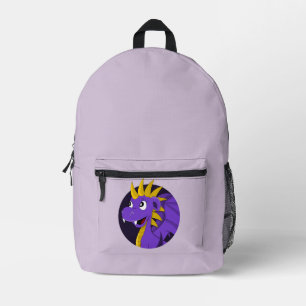 Lila Drachen Cartoon Bedruckter Rucksack