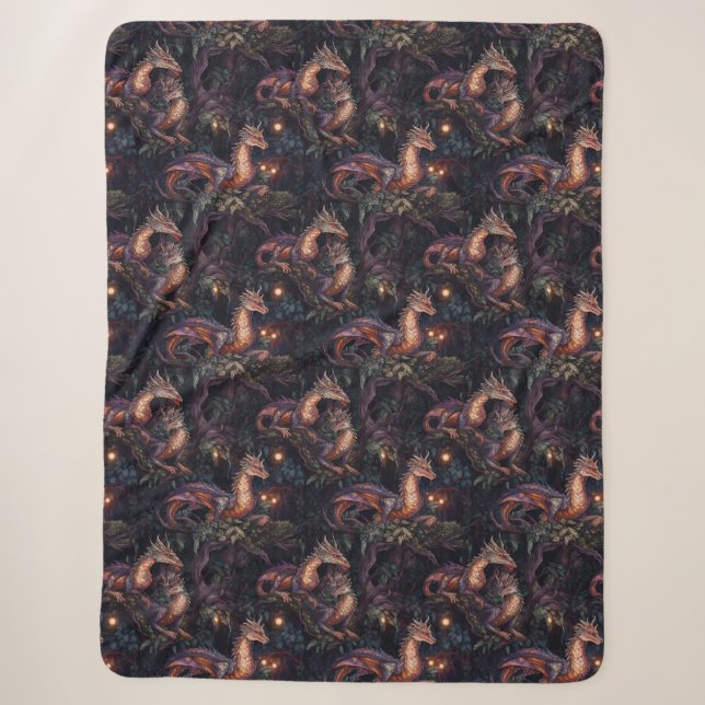 Lila Drachen in Bäumen Sherpadecke (Vorderseite)