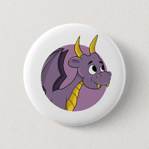 Lila Drachenkartoonale Button