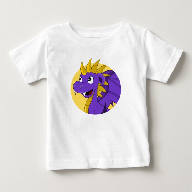 Lila Dragon Cartoon Baby T - Shirt (Vorderseite)