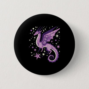 Lila Dragon Stars Niedlich Fantasy Mythical Girls  Button