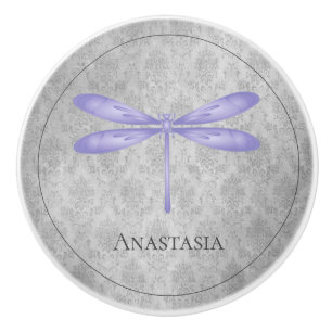 Lila Dragonfly Damask Keramikknauf