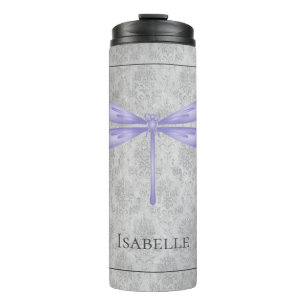 Lila Dragonfly Damask Thermosbecher
