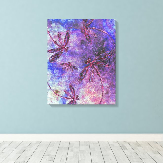 Lila Dragonfly Haze Leinwanddruck (Insitu (Holzboden))