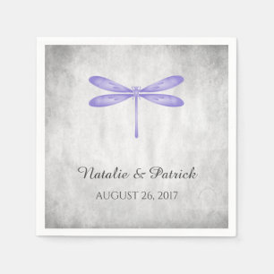 Lila Dragonfly-Hochzeitspapier Napkins Serviette