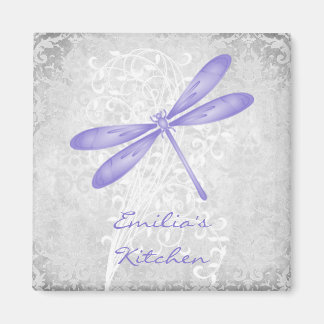 Lila Dragonfly Personalisiert Magnet
