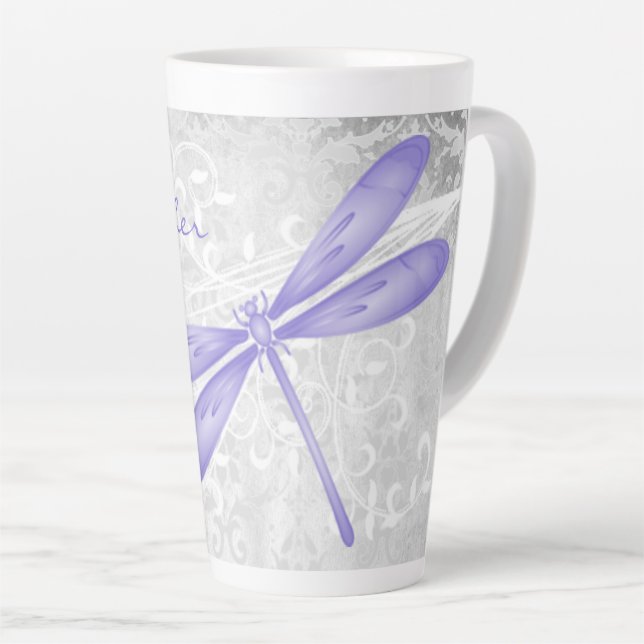 Lila Dragonfly Personalisierte Latte-Tasse Milchtasse (Rechte Ecke)