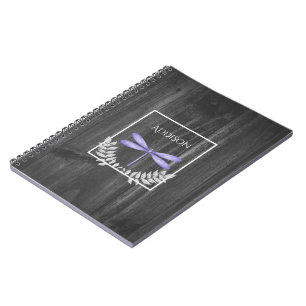 Lila Dragonfly Rustikales Personalisiertes Noteboo Notizblock