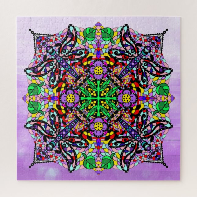 Lila Dragonfly Themed Mandala Colorful (Vertikal)