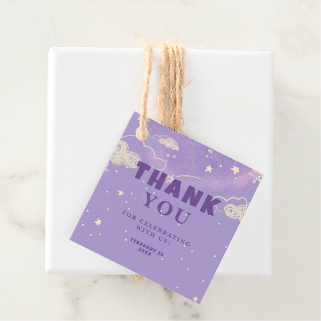 Lila Dream Baby Dusche Vielen Dank Geschenkanhänger (Beispiel)