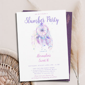 Lila Dream Catcher Slumber PJ Party Sweet 16 Einladung