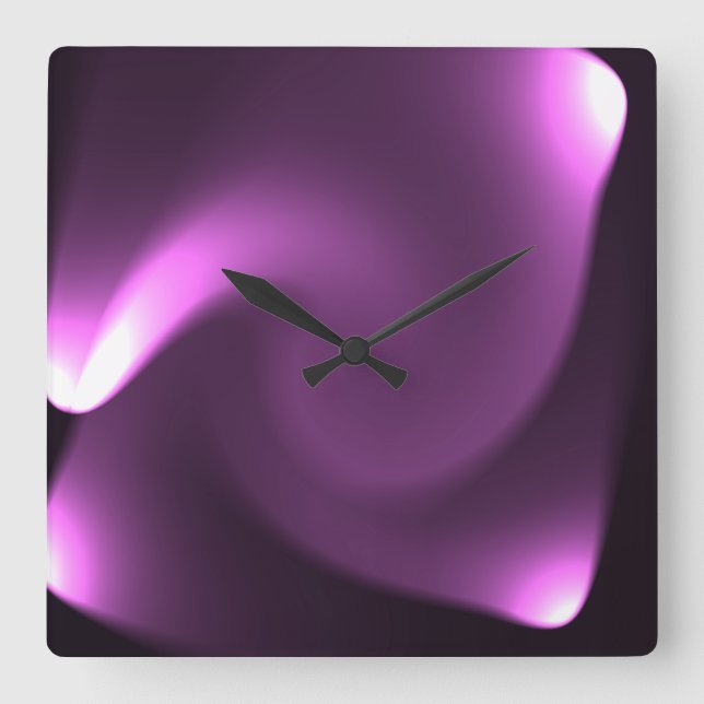 Lila Drehleuchten Quadratische Wanduhr (Vorderseite)