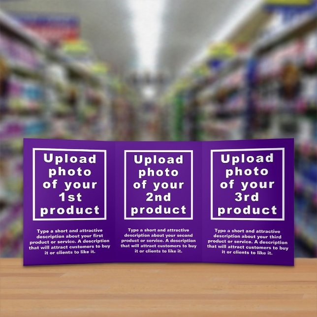 Lila Dreifache Visitenkarte Dreifach Gefaltete Karte (Attract more customers. Your business products on purple trifold card.)