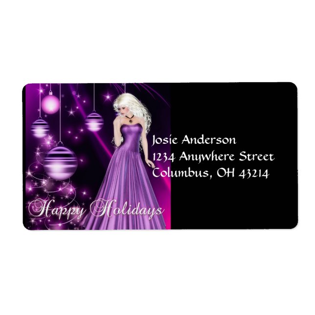 Lila Dress Girl Weihnachtsadressen Labels (Vorne)