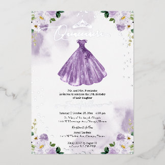 Lila Dress Quincenera Folieneinladung