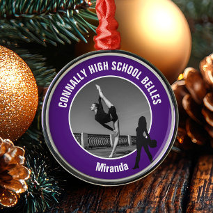 Lila Drill-Team-Tänzerin Foto Weihnachten Ornament Aus Metall