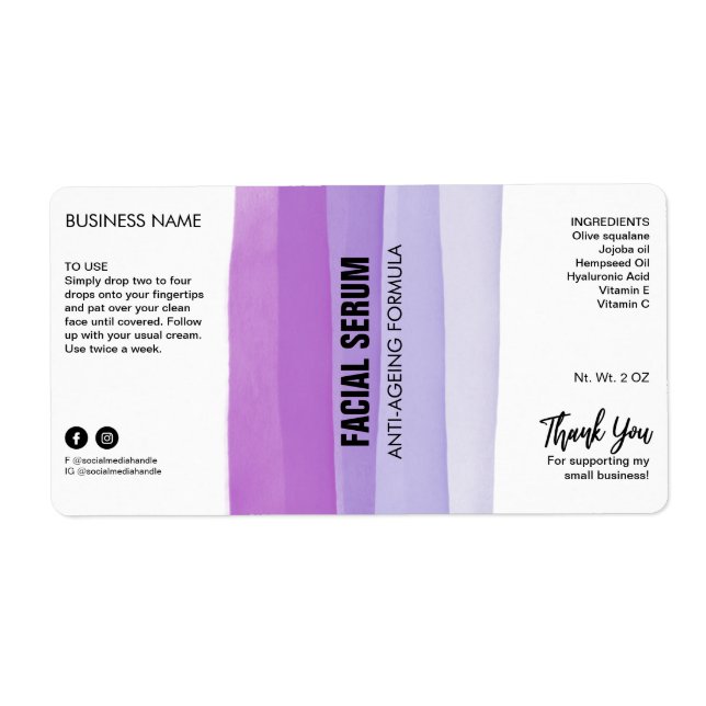 Lila Dropper-Flasche Serummarken in Layoutfarben (Vorne)