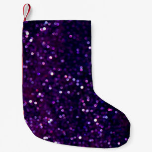 Lila Dunst: Glitter-Lichter Hintergrund Kleiner Weihnachtsstrumpf