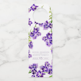 Lila Duranta Aquarell Blume Hochzeit Flaschenanhänger