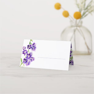 Lila Duranta Sky Blume Aquarellkunst Hochzeit Platzkarte