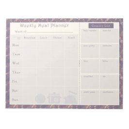 Lila Durchfluss des Speiseplans Notizblock