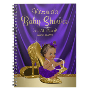 Lila Duschen-Gast-Buch Goldprinzessin-Baby Notizblock
