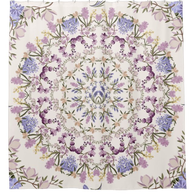 Lila Duschvorhang - Wisteria Vorhang - Blumen (Vorderseite)