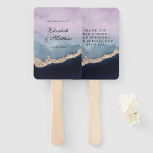 Lila Dusty Blue Navy Agate Gold Hochzeit Fächer