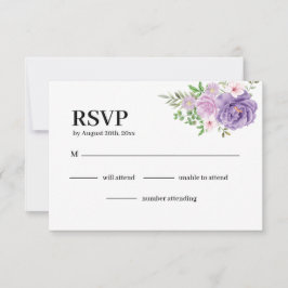 Lila Dusty Rose Blumenhochzeit RSVP Karte