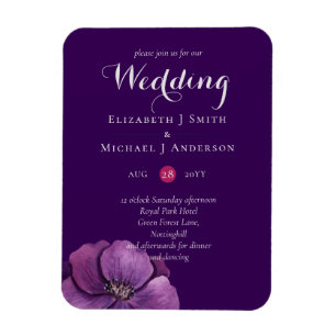 Lila Dynastie Dark Floral Budget Hochzeit lädt ein Magnet