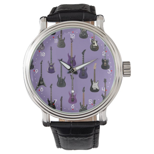 💜 Lila E-Gitarre Armbanduhr (Vorderseite)