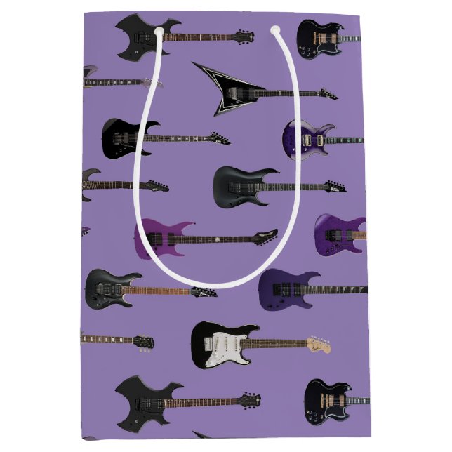 💜 Lila E-Gitarre  Mittlere Geschenktüte (Vorderseite)