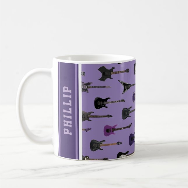 💜 Lila E-Gitarren mit Namen Kaffeetasse (Links)