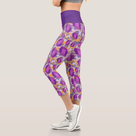 lila Edelsteine und Perlen Capri Leggings