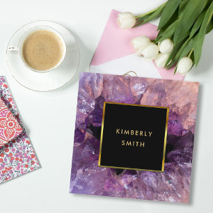 Lila Edelsteingeode Quadratische Visitenkarte