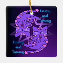 Lila Edeltini Retro Neon Kittens Keramikornament