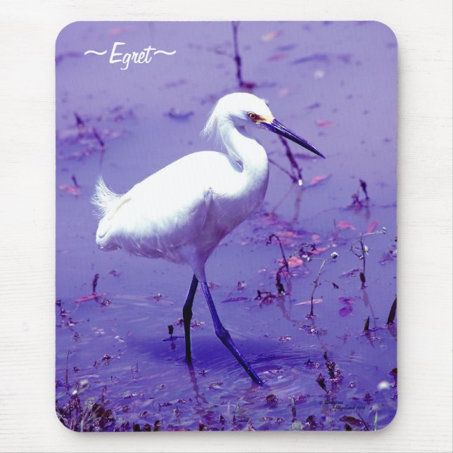 Lila Egret Bird Mousepad (Vorne)