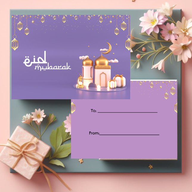 Lila Eid Mubarak Card Mitteilungskarte (Von Creator hochgeladen)