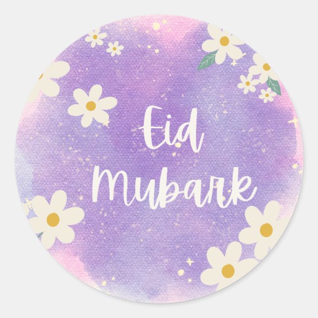 Lila eid mubark runder aufkleber (Vorderseite)