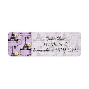 Lila Eiffel-Turm-Postkarten-Briefmarken