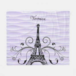 Lila Eiffelturm Blühte Fleece Blanket
