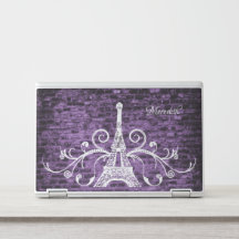 Lila Eiffelturm Grunge Laptop Skin