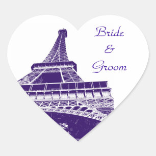 Lila Eiffelturm-Heart-Sticker Herz-Aufkleber