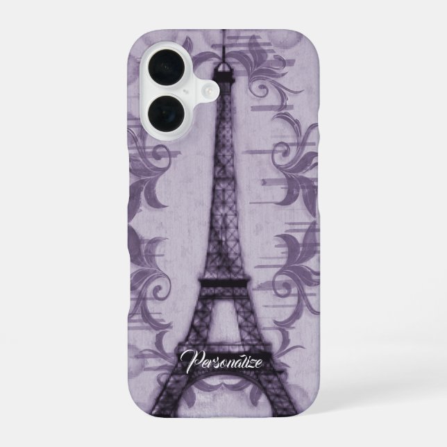 Lila Eiffelturm iPhone-Hülle iPhone 16 Hülle (Rückseite)