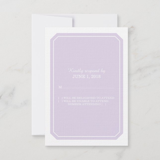 Lila, einfach elegante Antwortkarte RSVP Karte (Vorderseite)