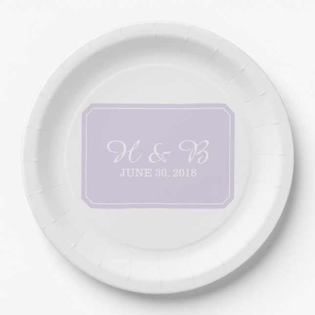 Lila, einfach elegante Hochzeit Pappteller (Vorderseite)