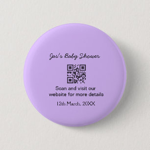Lila einfache Babyparty-QR-Code mit Namenszugabe-T Button