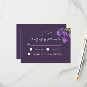 Lila einfache elegante florale moderne RSVP Karte