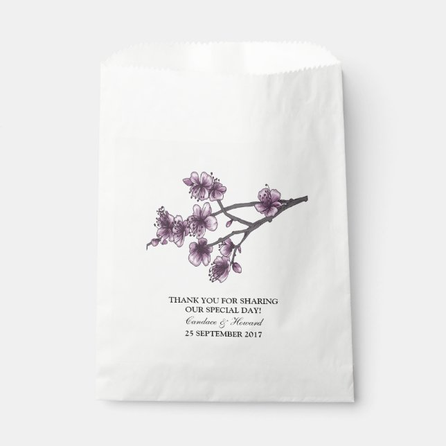 Lila Einfache Kirschblüten bevorzugen Taschen Geschenktütchen (Vorderseite)